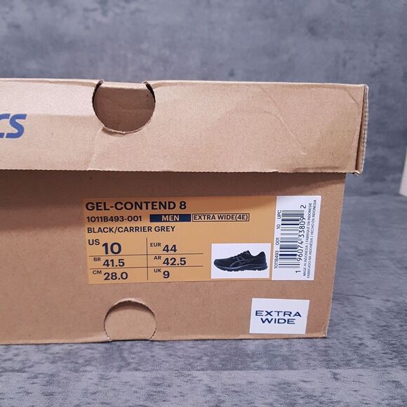 ASICS Gel-Contend 8 Running Shoes Mens 10 Extra Wide 4E Triple Black - Picture 7 of 7